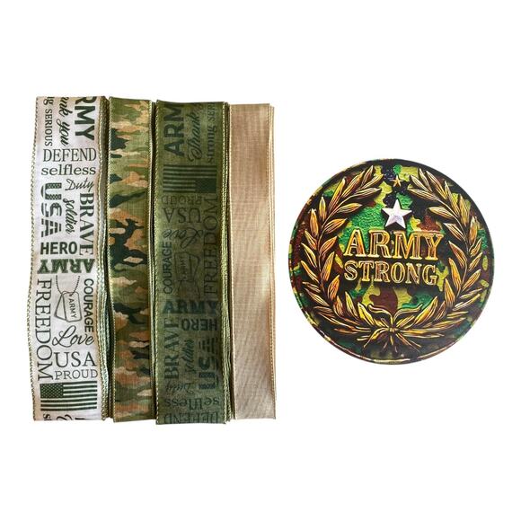 Army Strong Wreath Kit Sign & Ribbon Bundle | Camo Military Decor | DIY Craft - Picture 4 of 7